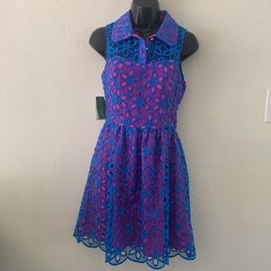 🆕Lilly Pulitzer Pemberton Dress Size 0 Royce Blue Daisy Eyelet BRAND NEW!